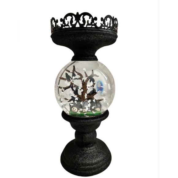 HALLOWEEN CEMETERY PEDESTAL WATER GLOBE CANDLE HOLDER by Bath and Body Works - Picture 2 of 6